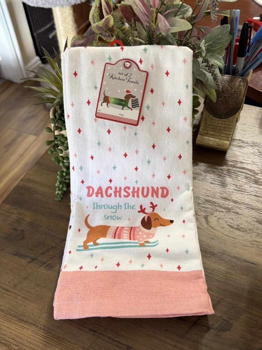 Bliss Studio Dachshund Through the Snow Christmas Kitchen Towels - Set of 2